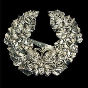 Vintage Neiman Marcus Sylvia Dahl Butterfly in Crown‎ Laurel Scarf Clip Brooch